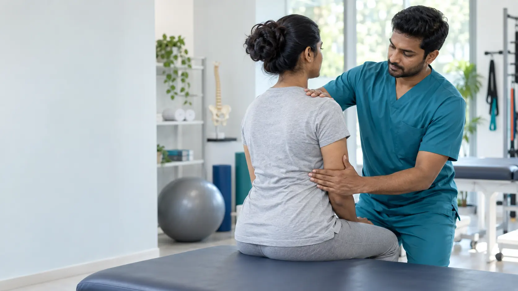 Physiotherapy rehabilitation image showing sports injury patient support